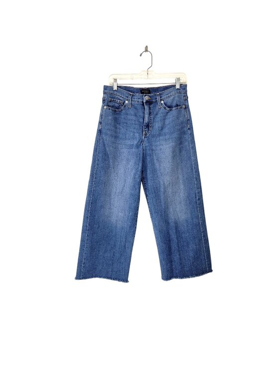 Banana Republic Denim - Banana Republic Wide-Leg Crop Jeans 30/10 Regular Blue Denim Raw Hem